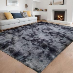 Plush Fuzzy Shaggy Area Rug dark grey