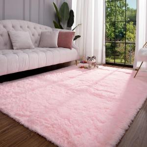 Plush Fuzzy Shaggy Area Rug pink