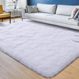 Plush Fuzzy Shaggy Area Rug white